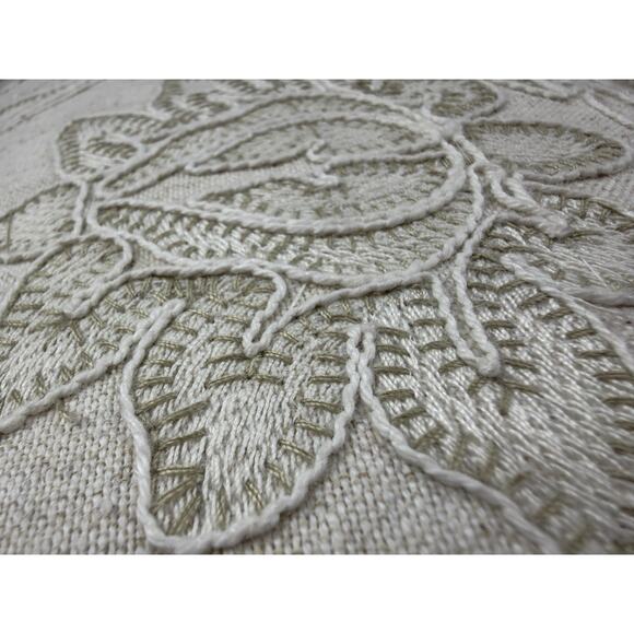 Luxury Throw Pillows Embroidered Rectangular Decor Linen Blend Natural 20”X14” - Picture 5 of 14